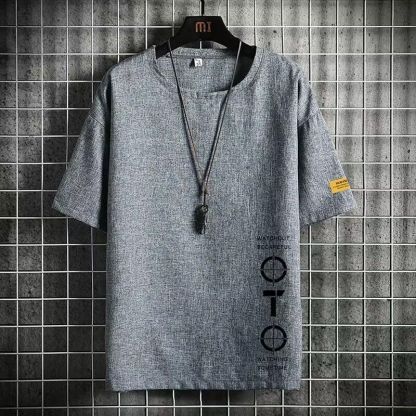 冰絲美式復古印花寬鬆半袖T恤-Nuostyle