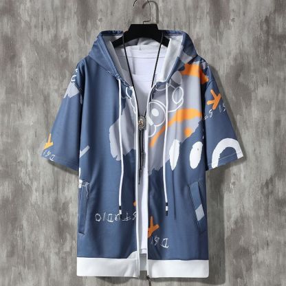 潮流拉鏈外套運動休閒連帽衛衣短袖