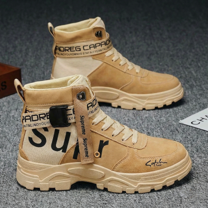 百搭潮流圓頭高幫時尚透氣大碼馬丁靴