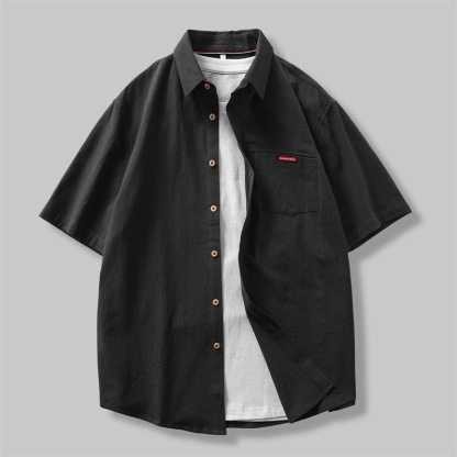 爆款文藝休閒寬鬆襯衫棉麻短袖