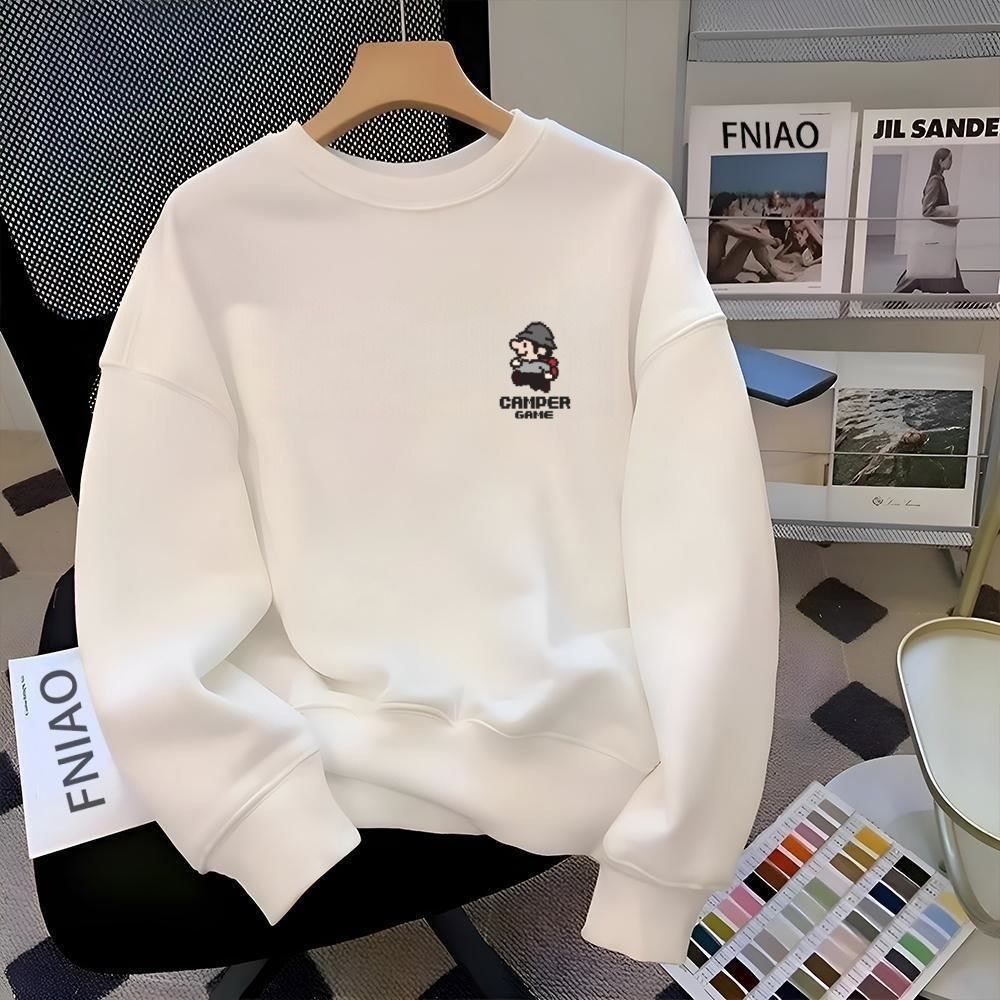 純棉寬鬆百搭素色休閒打底圓領長袖T恤