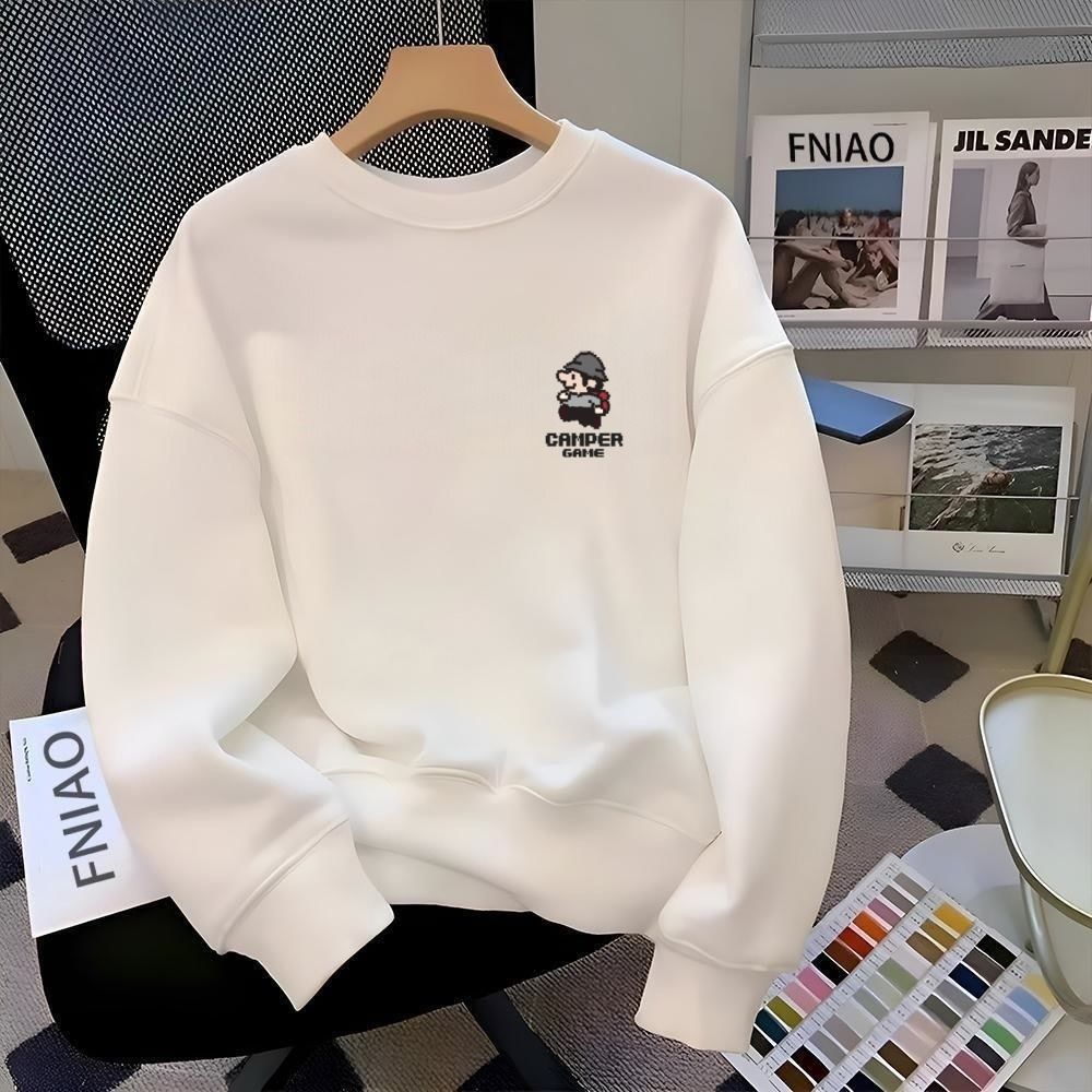 純棉寬鬆百搭素色休閒打底圓領長袖T恤