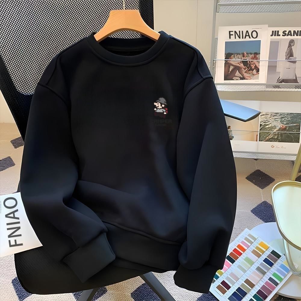 純棉寬鬆百搭素色休閒打底圓領長袖T恤