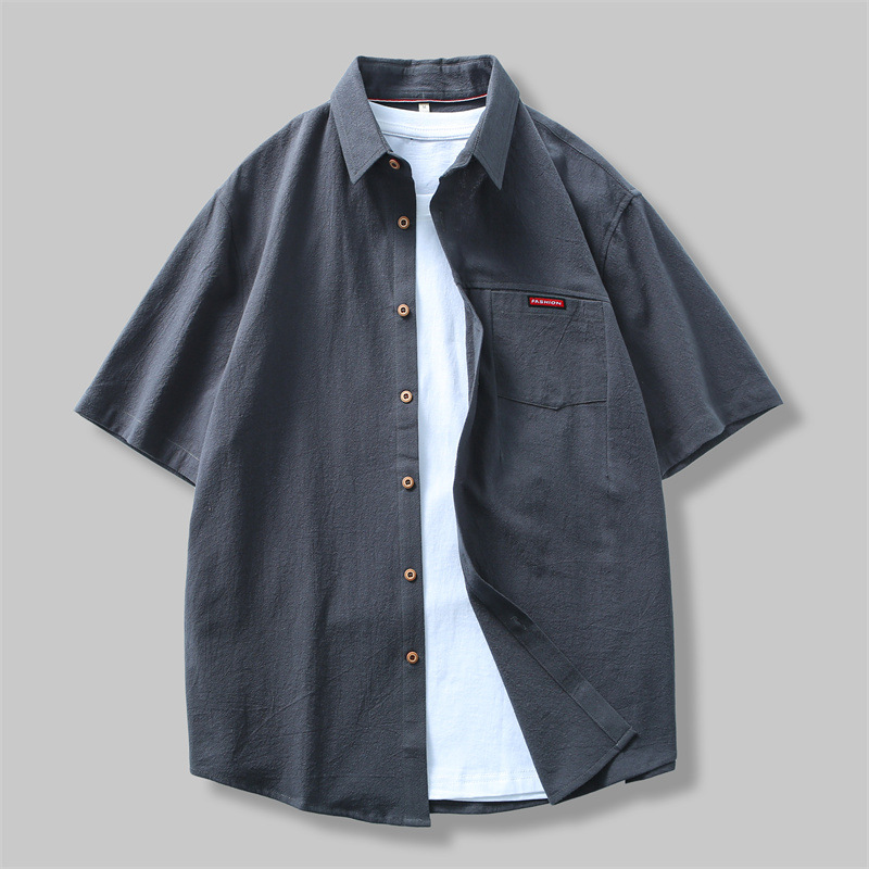 爆款文藝休閒寬鬆襯衫棉麻短袖
