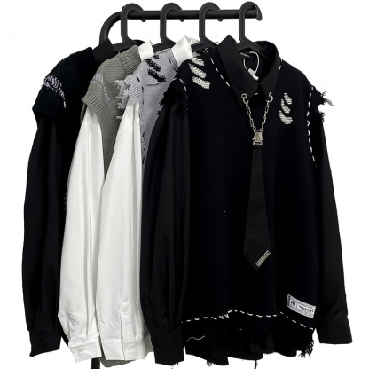 美式vibe高街破壞感毛邊無袖針織衫馬甲毛衣