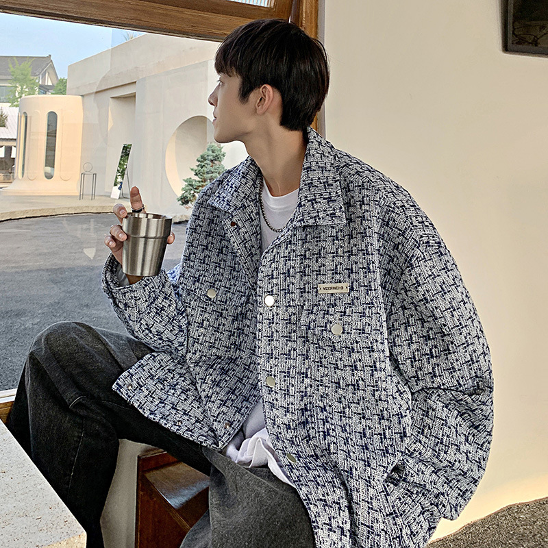 【單件/套裝】高級感小香風格子潮牌夾克外套+搭配編繩休閒長褲+項鏈三件套裝