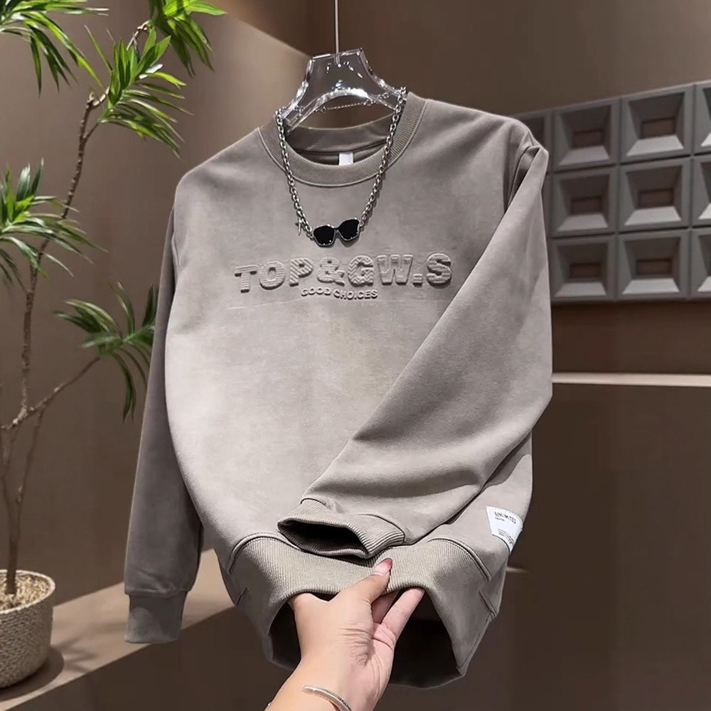 時尚潮流百搭休閒鋼印字母暈染長袖衛衣-NitSoon