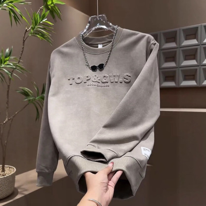 時尚潮流百搭休閒鋼印字母暈染長袖衛衣-NitSoon