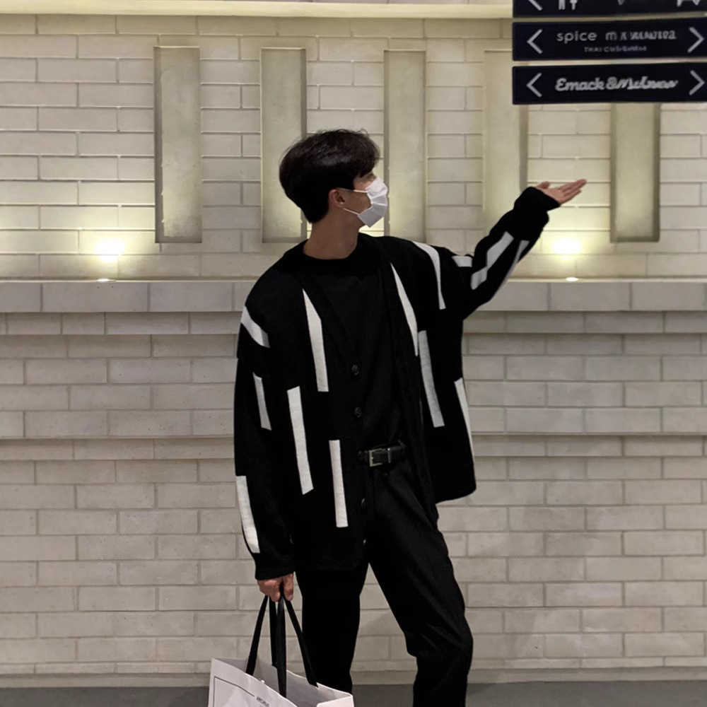 寬鬆慵懶風潮流個性休閒V領針織開衫