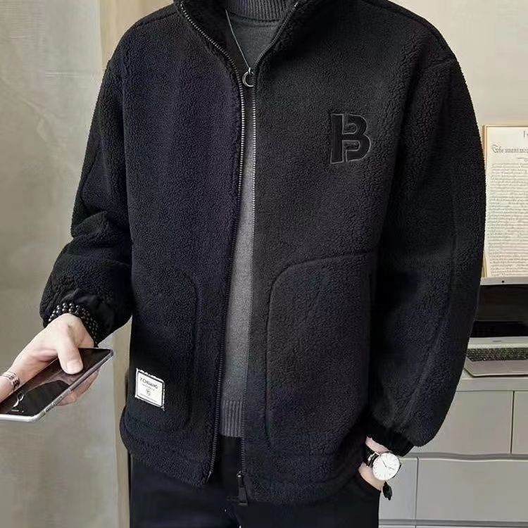 立領潮流休閑刷毛加厚羊羔絨夹克外套