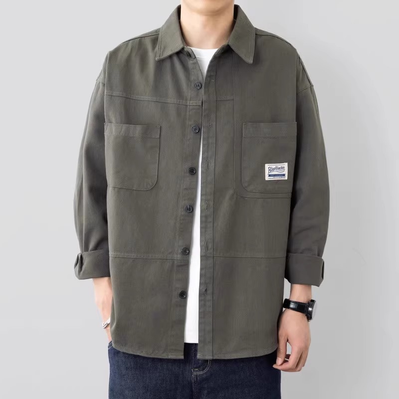 長袖工裝港風ins潮流襯衫外套