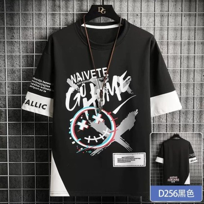 【整套】寬鬆個性印花短袖T恤短褲冰絲運動休閒套裝