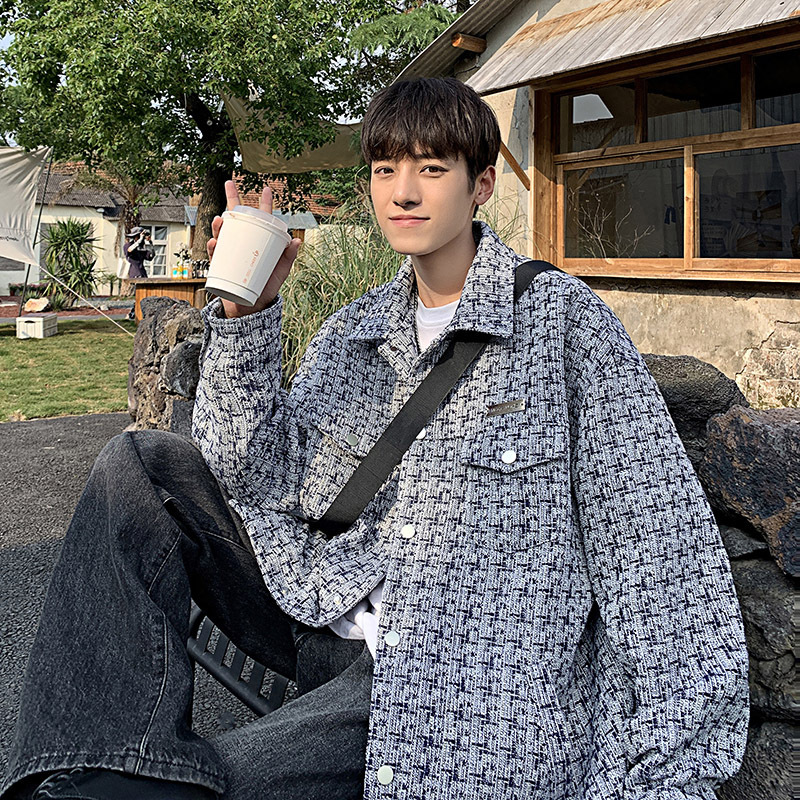 【單件/套裝】高級感小香風格子潮牌夾克外套+搭配編繩休閒長褲+項鏈三件套裝