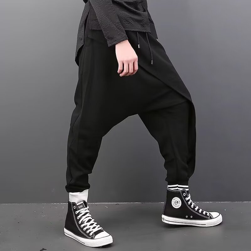 時尚休閒寬鬆大碼低吊檔垮褲顯瘦小腳哈倫褲