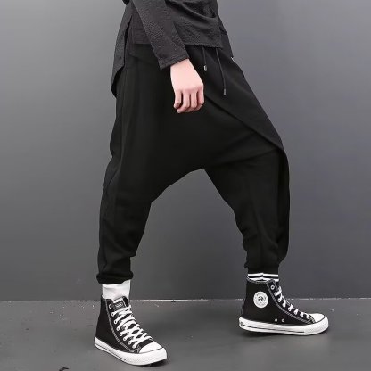 時尚休閒寬鬆大碼低吊檔垮褲顯瘦小腳哈倫褲