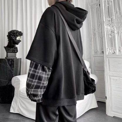 休閒假兩件寬鬆連帽衫衛衣-Nuostyle