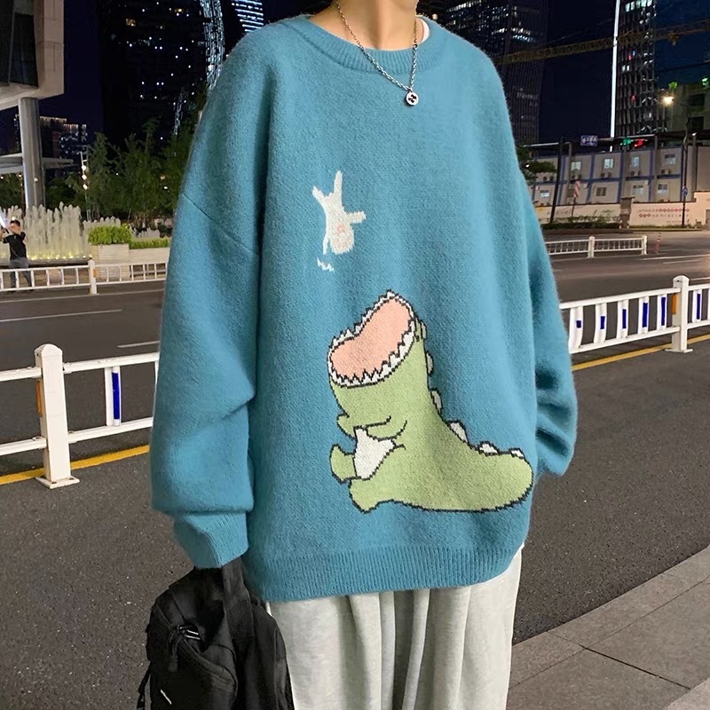 小恐龍日系清新港風學院寬鬆慵懶風針織毛衣