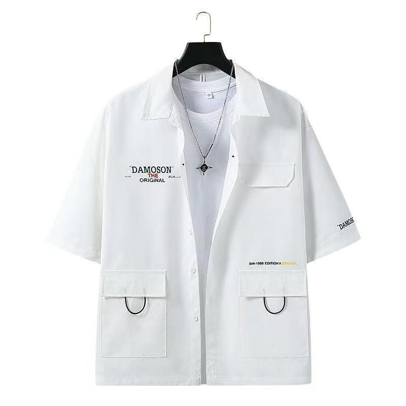 【單件/整套】港風休閒潮流帥氣搭配短袖襯衫三件套裝