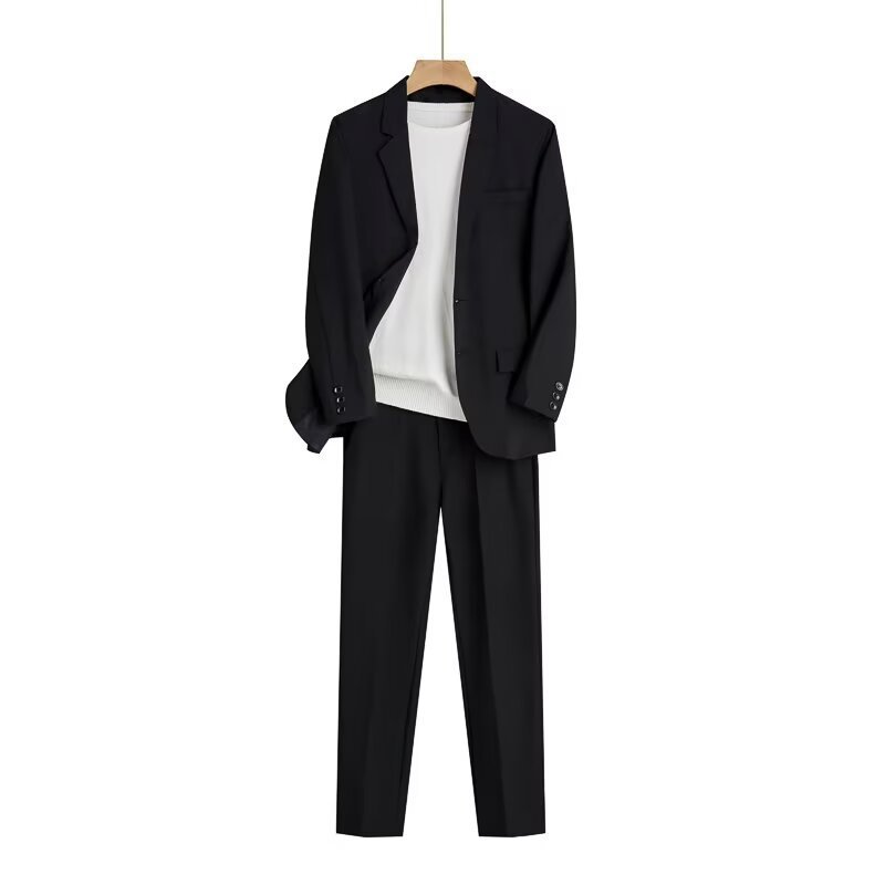 【整套】高級感商務西服外套+休閒西裝褲兩件套裝-NitSoon