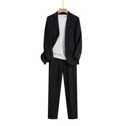 【整套】高級感商務西服外套+休閒西裝褲兩件套裝-NitSoon