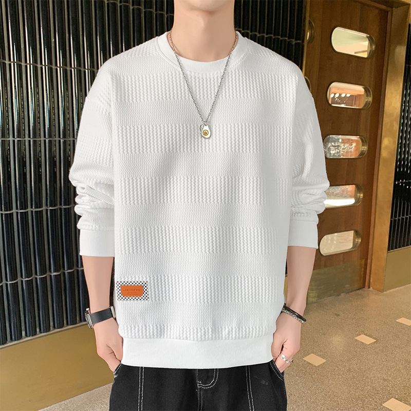 潮流提花布圓領羅紋長袖衛衣