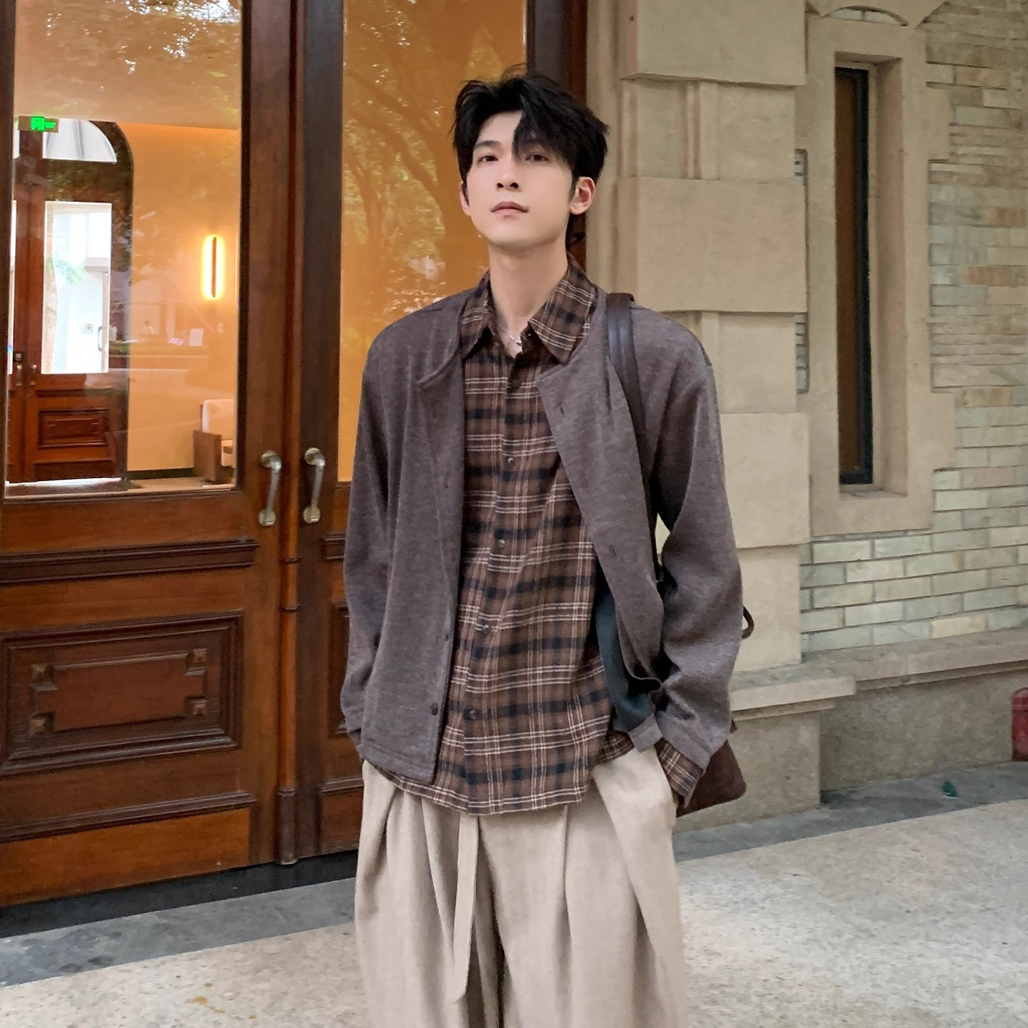 假兩件簡約慵懶輕奢痞帥翻領襯衫