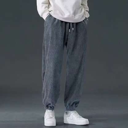 燈芯絨加厚寬鬆束腳休閒九分運動褲