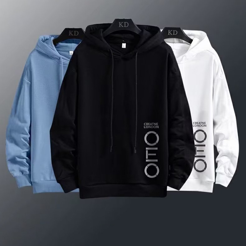 時尚薄款潮流運動休閑字母印花長袖連帽T