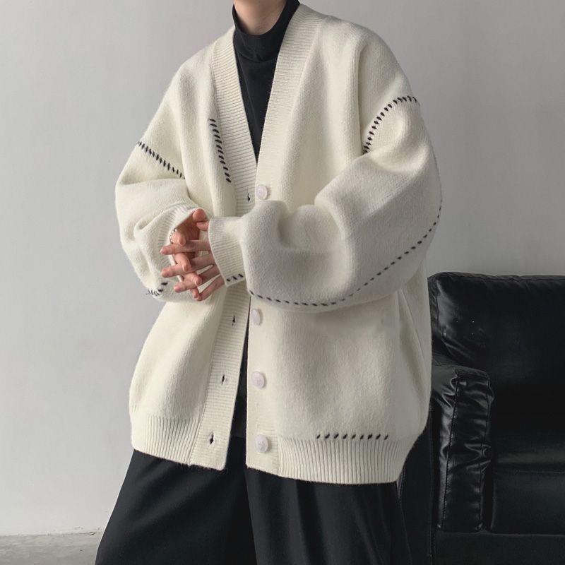 日系復古慵懶風潮流V領針織開衫