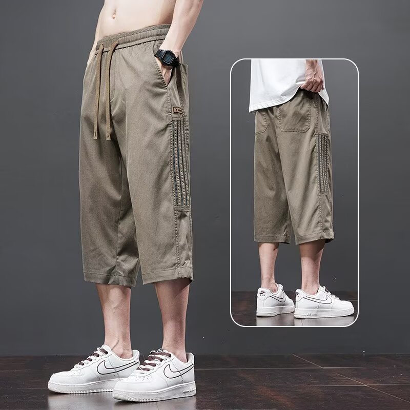 寬鬆休閒耐磨冰百搭絲七分短褲