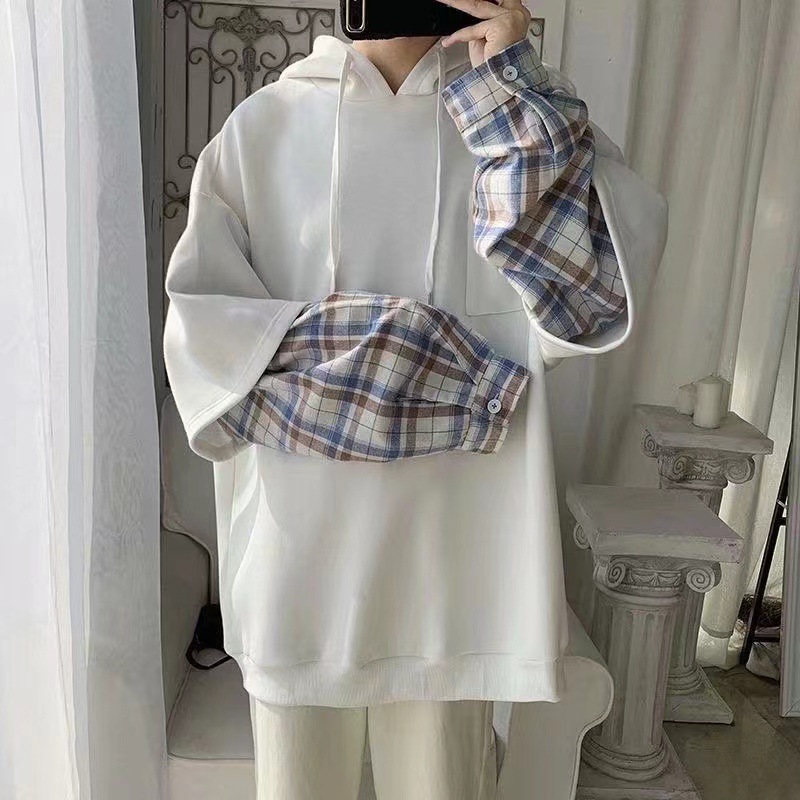 休閒假兩件寬鬆連帽衫衛衣-Nuostyle