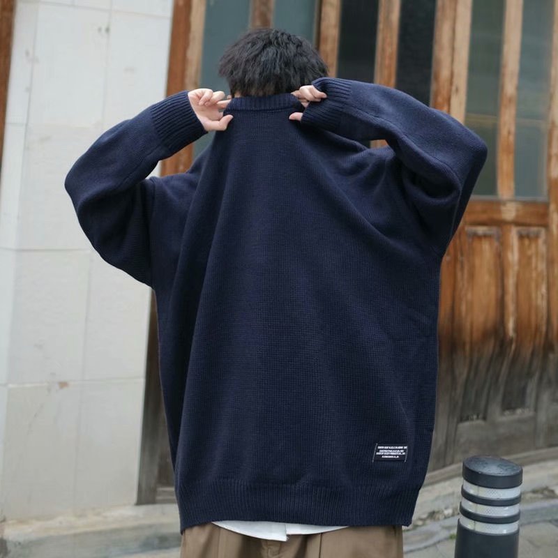 韓版寬鬆休閑長袖潮流圓領針織毛衣