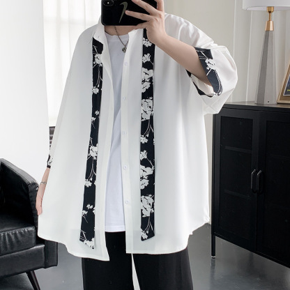 【送領帶】時尚網紅痞帥港風慵懶風短袖襯衫