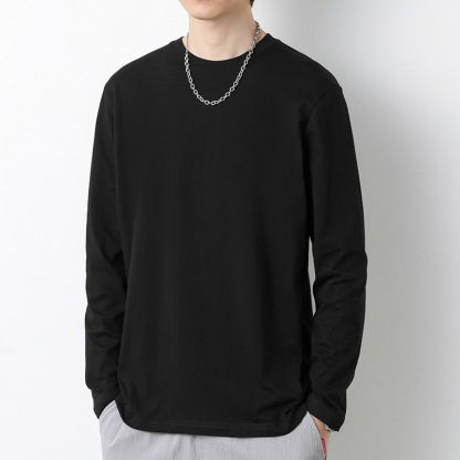 六色潮流圓領套頭百搭長袖T恤