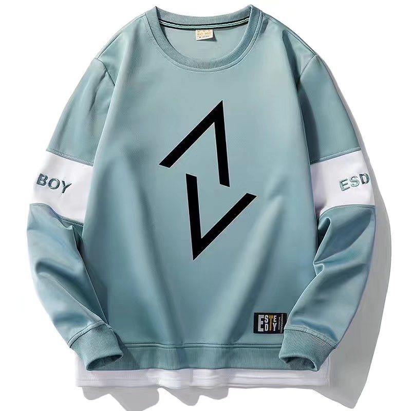 圓領韓版拼接長袖打底衛衣-Nuostyle