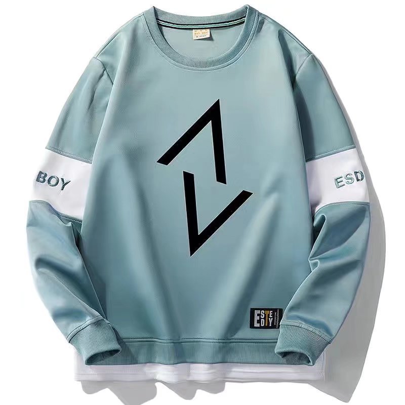 圓領韓版拼接長袖打底衛衣-Nuostyle