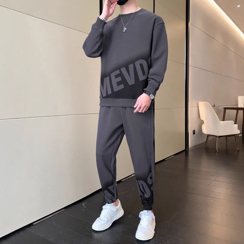 【整套】帥氣長袖t恤+運動休閒褲兩件套裝