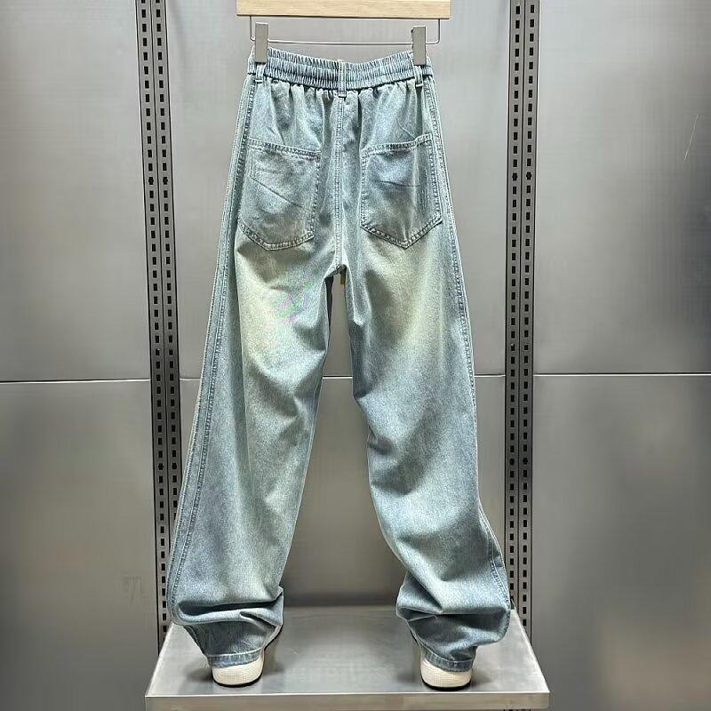 美式寬鬆水洗高街直闊腿牛仔褲