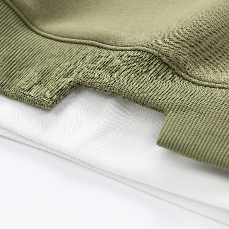 春秋季潮流撞色寬鬆拼接假兩件圓領衛衣