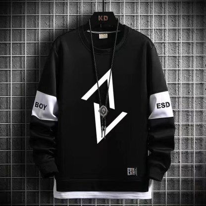 圓領韓版拼接長袖打底衛衣-Nuostyle