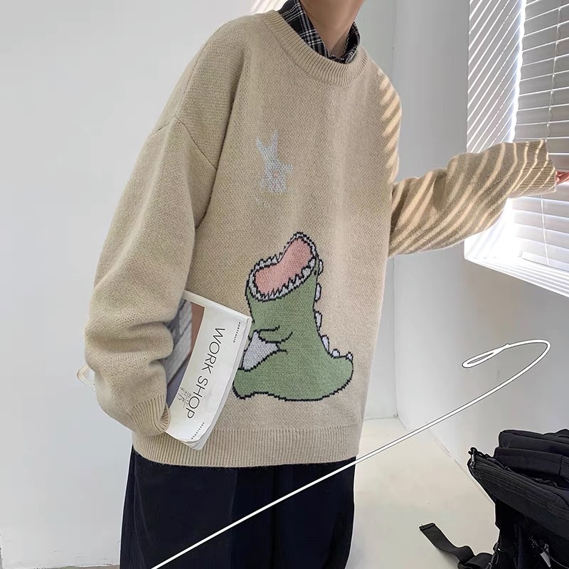 小恐龍日系清新港風學院寬鬆慵懶風針織毛衣