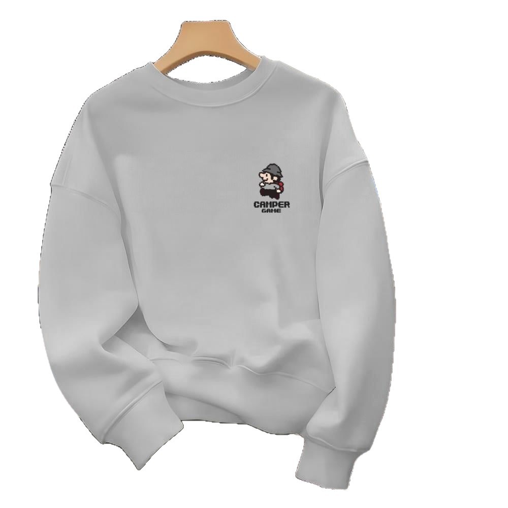 純棉寬鬆百搭素色休閒打底圓領長袖T恤