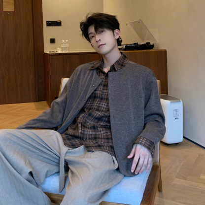 假兩件簡約慵懶輕奢痞帥翻領襯衫