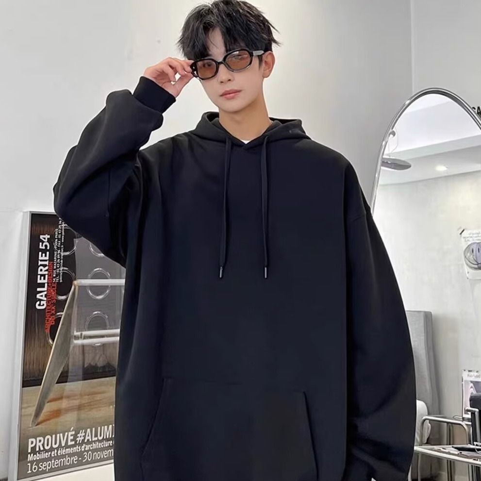 日系潮流貓咪印花長袖加絨連帽衛衣