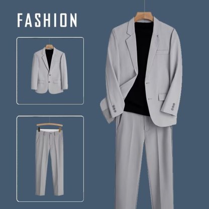 【整套】高級感商務西服外套+休閒西裝褲兩件套裝-NitSoon