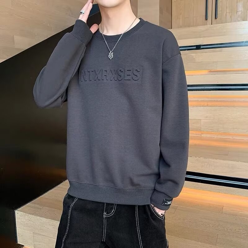 時尚潮流ins內搭寬松休閑圓領長袖T恤