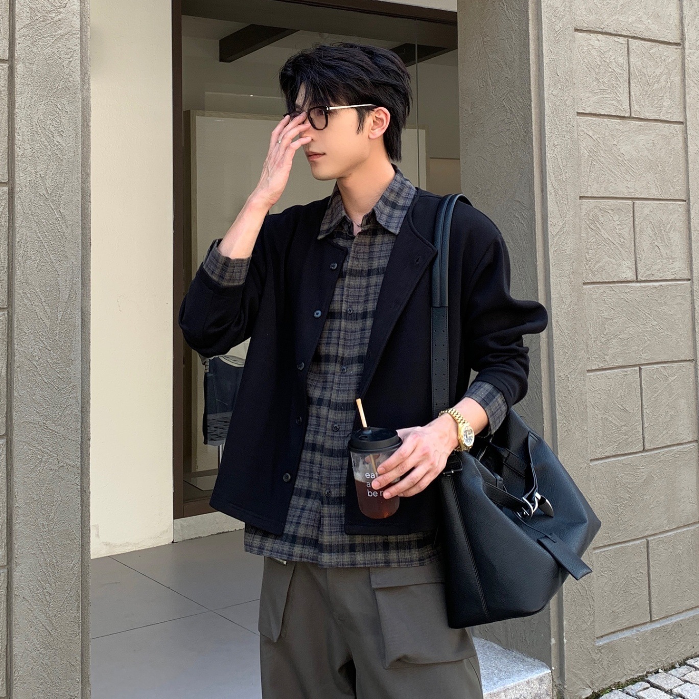 假兩件簡約慵懶輕奢痞帥翻領襯衫