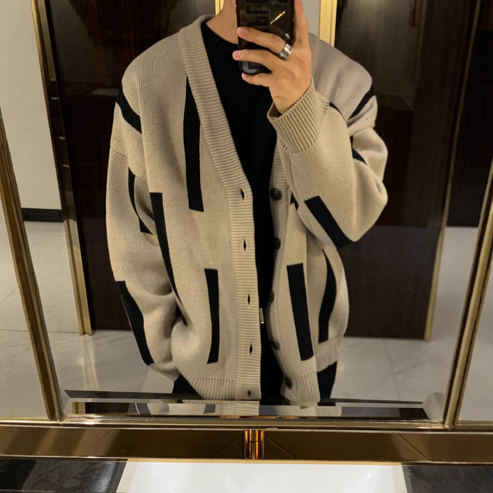 寬鬆慵懶風潮流個性休閒V領針織開衫