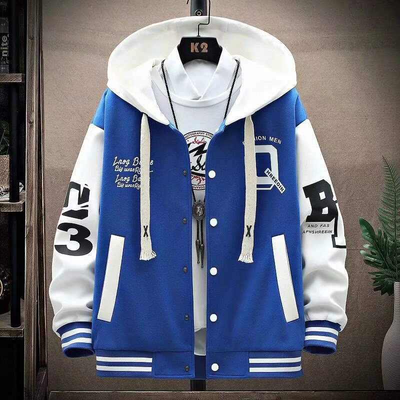 潮流帥氣百搭印花撞色棒球服夾克外套