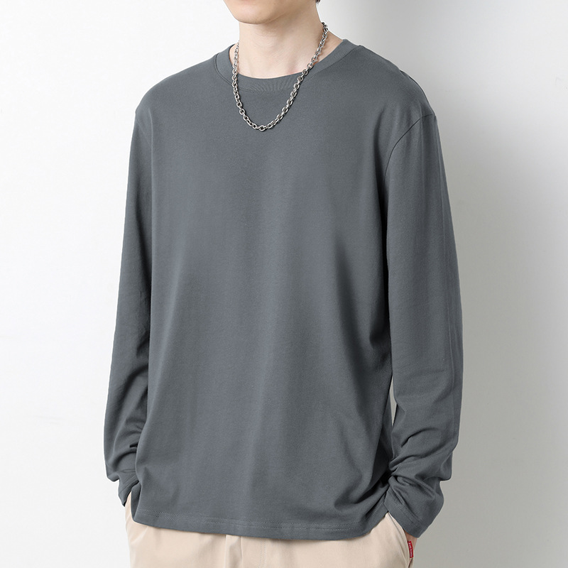 六色潮流圓領套頭百搭長袖T恤